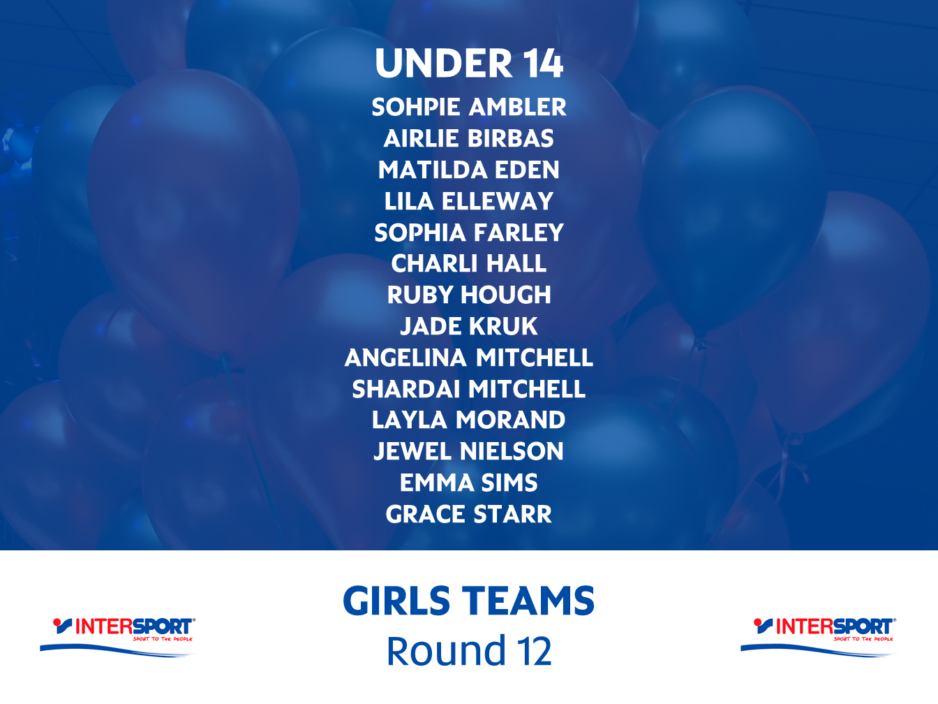 Girls Under 14 Round 12 Team