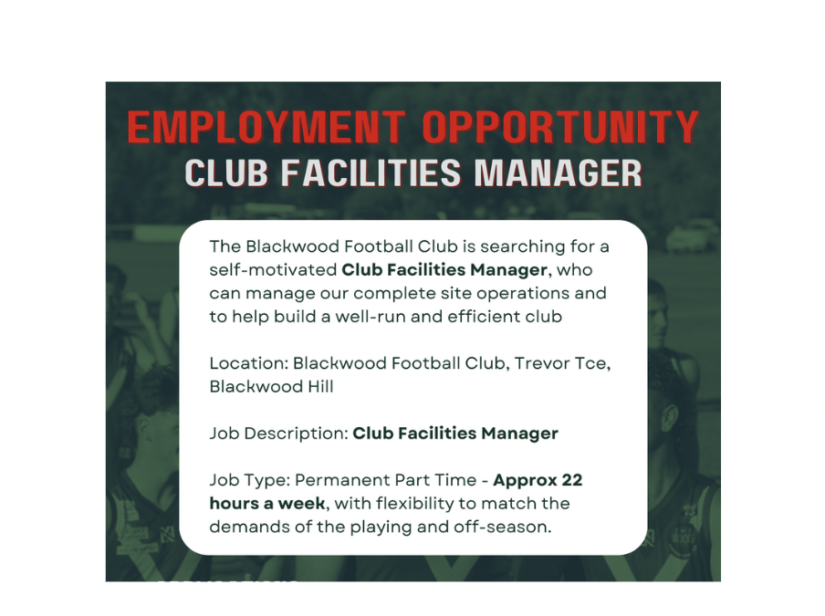 Employment Opportunity – Club Facilities Manager