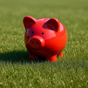 Piggy bank on grass