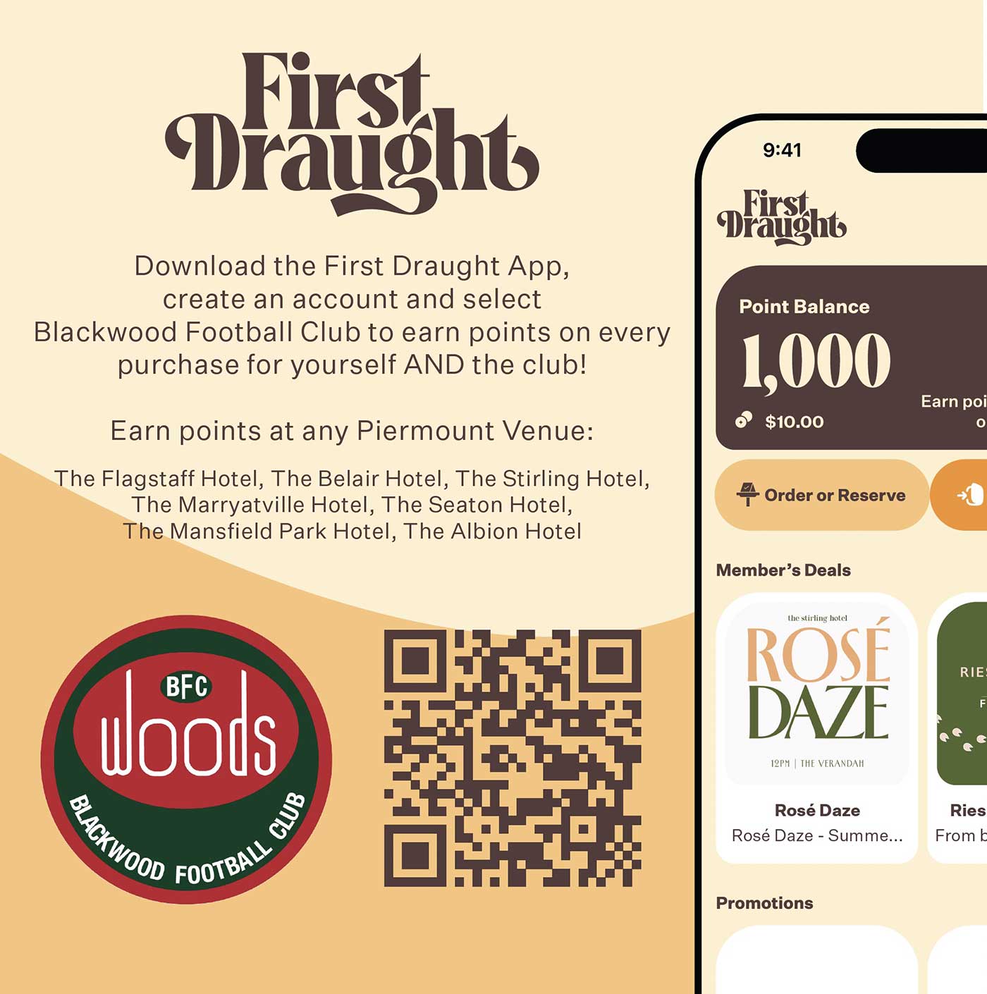 Blackwood Football Club Belair Hotel First Draught loyalty app