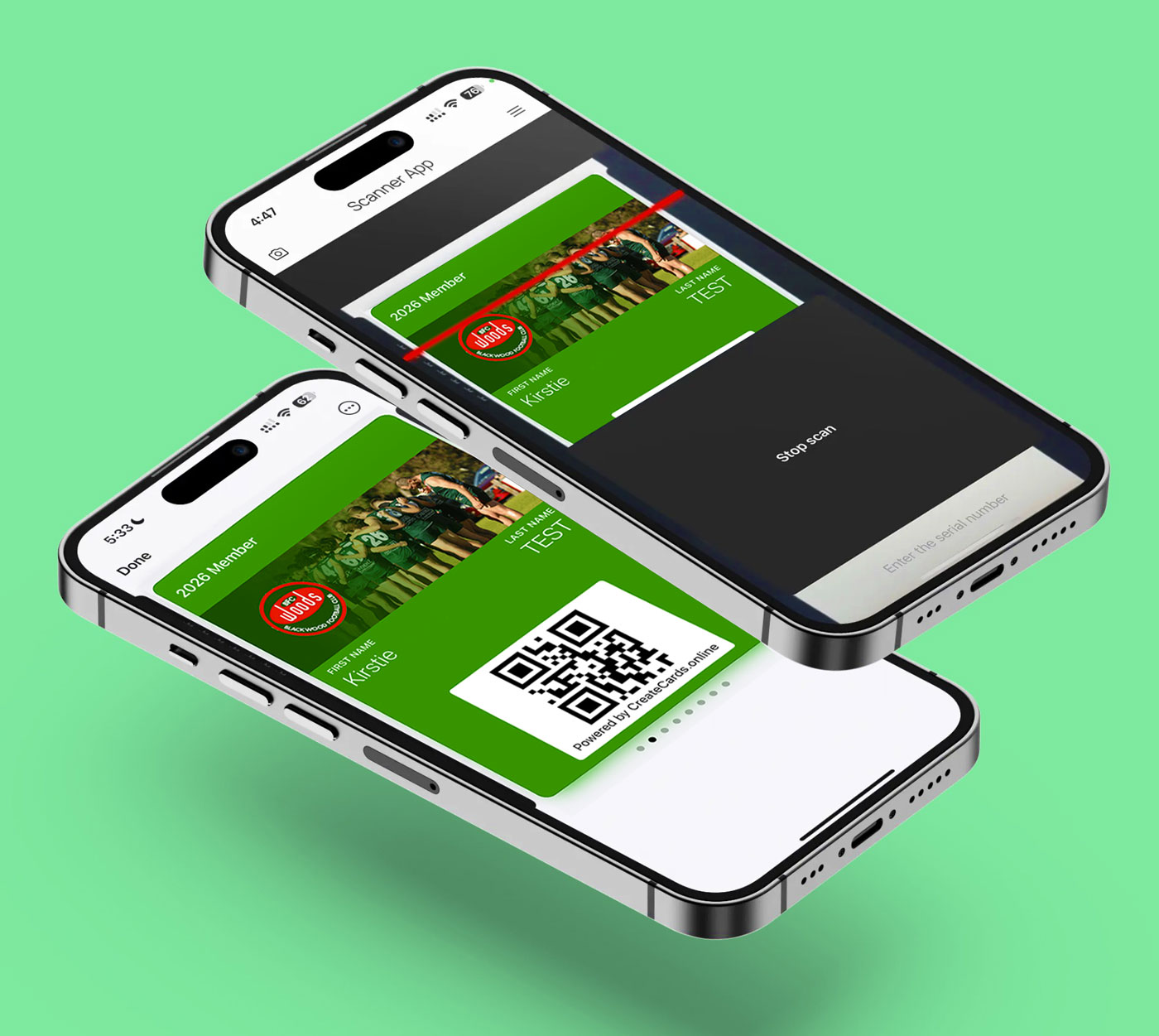 Blackwood Football Club scanning membership card action shot